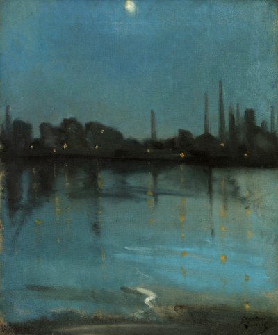 Battersea og Themsen fra Chelsea, ca.1890 af Theodore Roussel